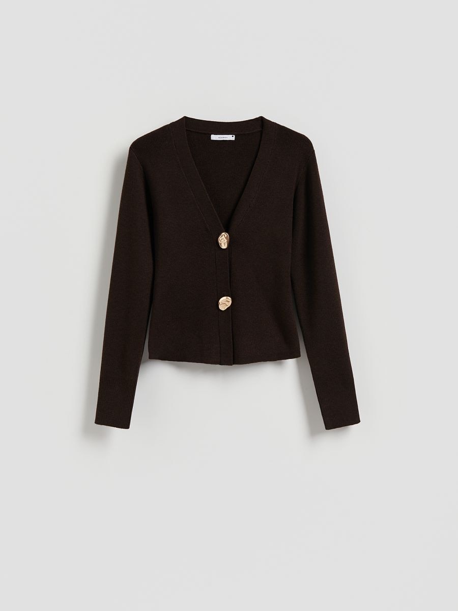 Gilet orné de boutons décoratifs - marron - RESERVED