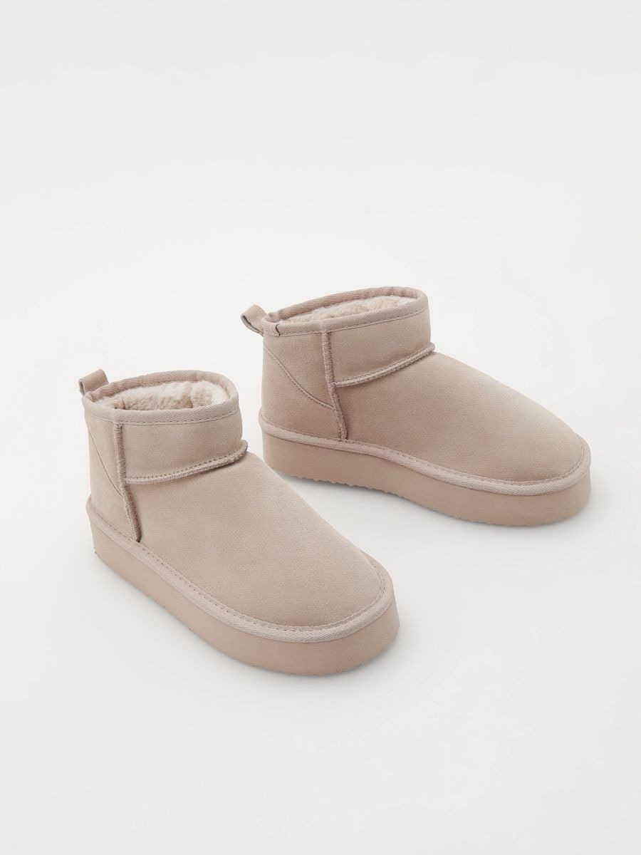 Vinterboots i läder med platåsula - BEIGE - RESERVED - 3