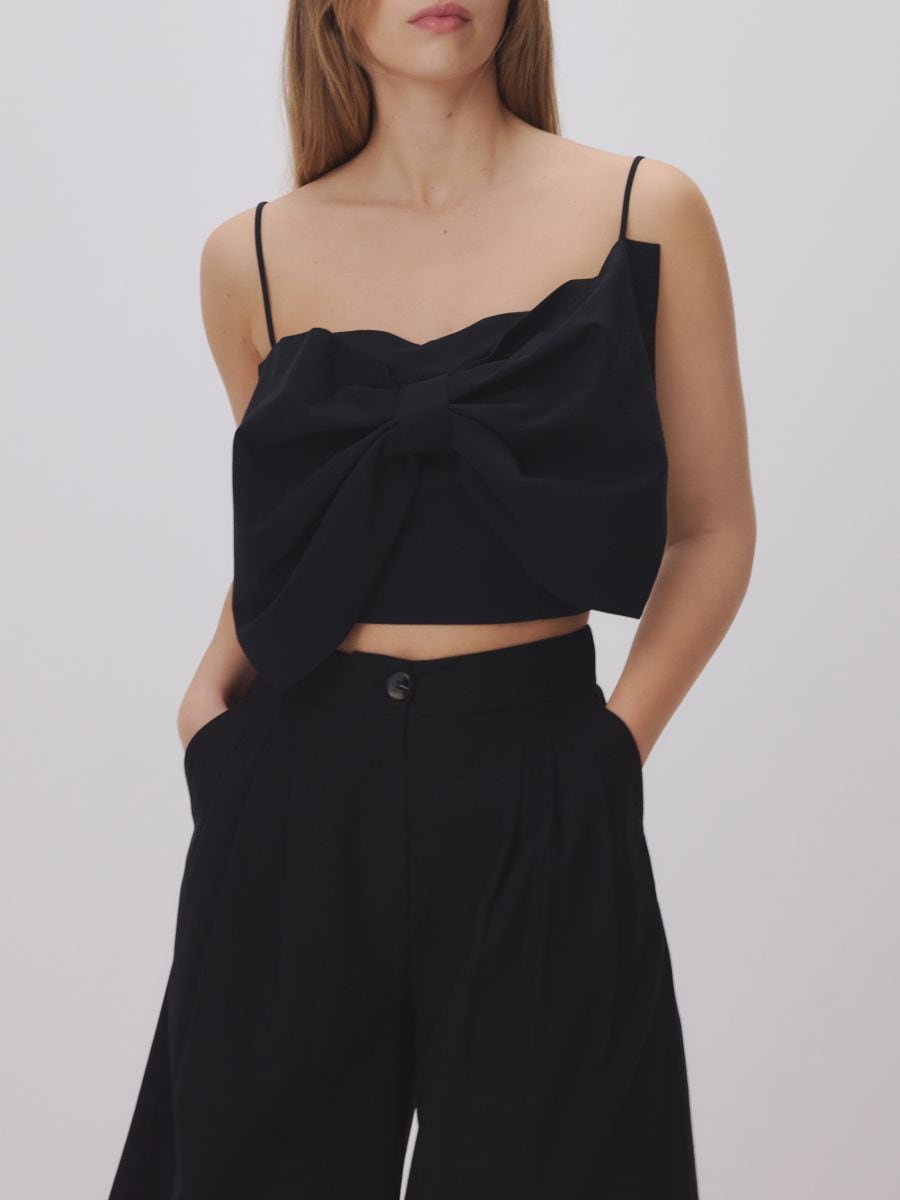 Strappy top with a bow - black - RESERVED - 3