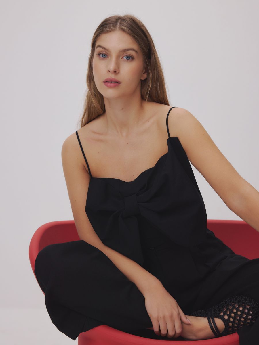 Strappy top with a bow - black - RESERVED - 4