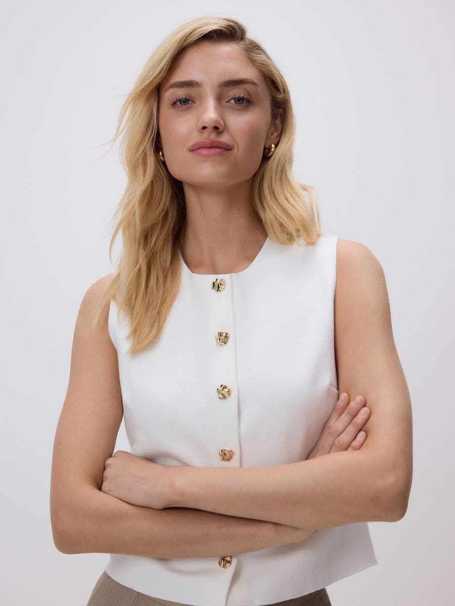 Vest with decorative buttons - white - RESERVED - 3
