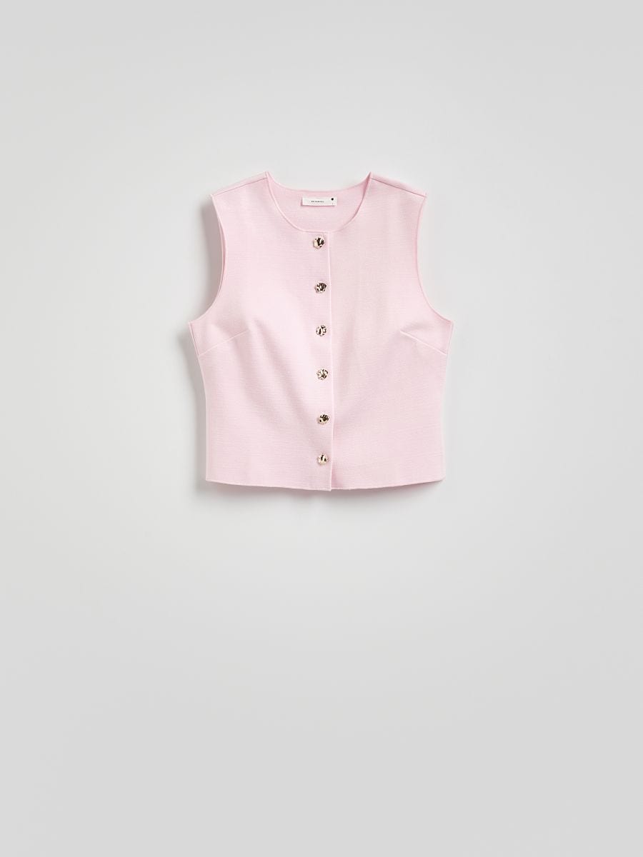 Vest with decorative buttons - pastel pink - RESERVED - 6