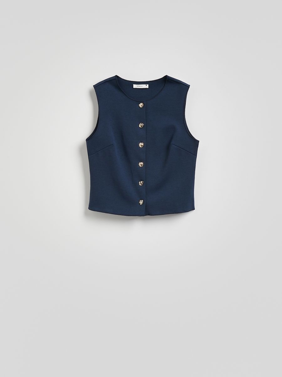 Vest with decorative buttons - navy - RESERVED - 5