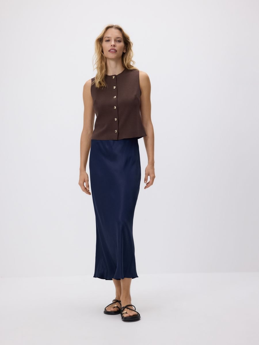 Vest with decorative buttons - dark brown - RESERVED - 2