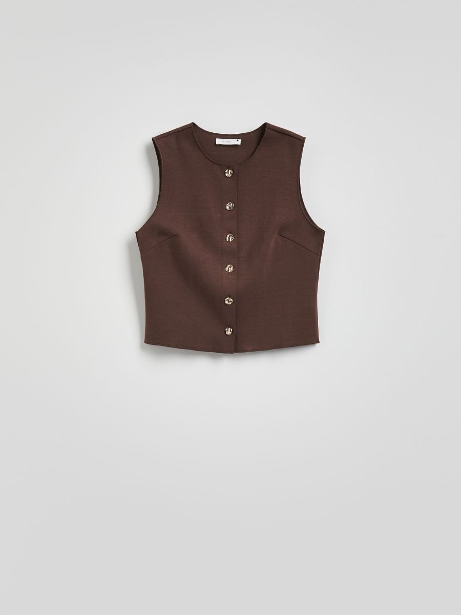 Vest with decorative buttons - dark brown - RESERVED - 5