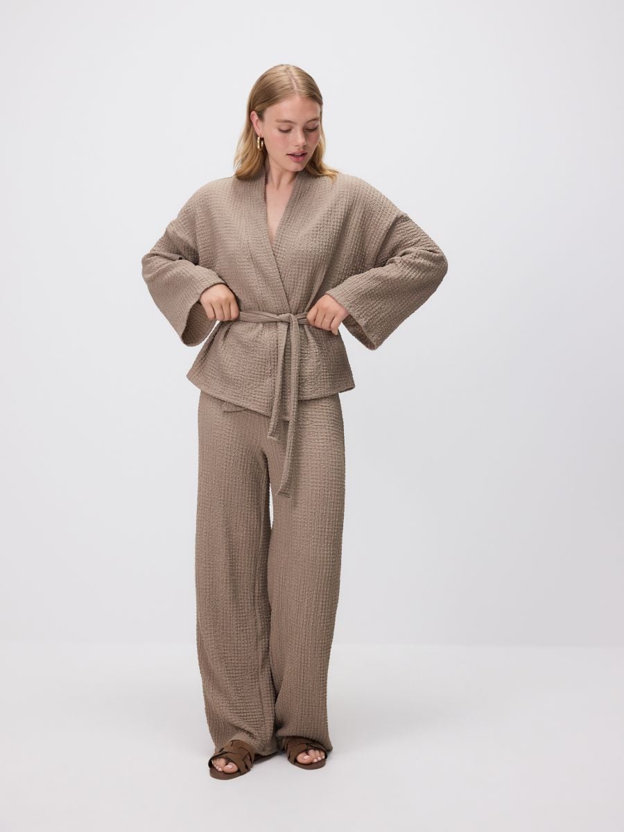 Blazer with tie detail - beige - RESERVED - 2