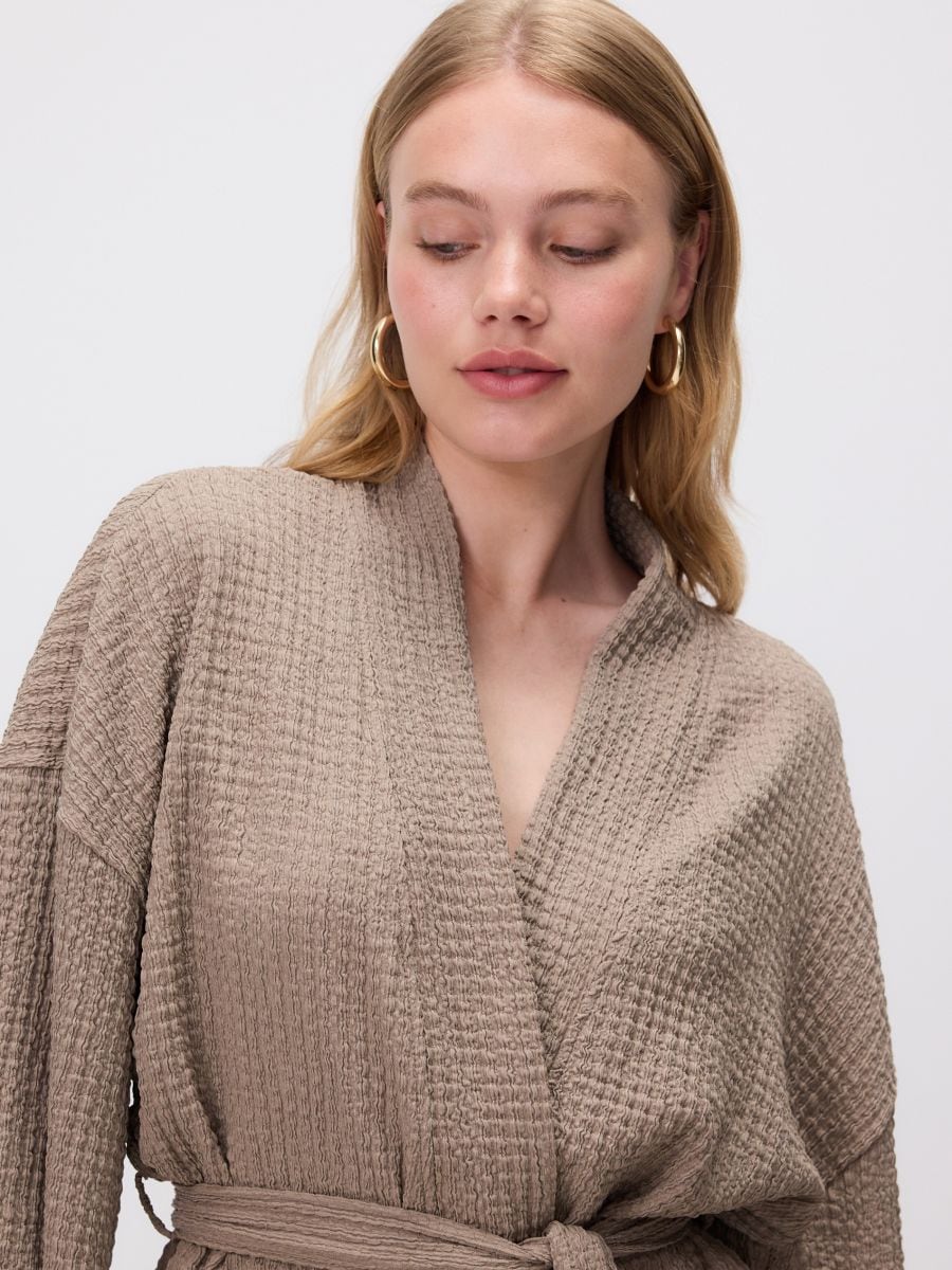 Blazer with tie detail - beige - RESERVED - 3