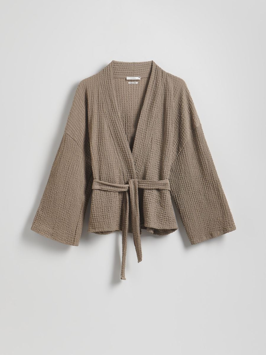 Blazer with tie detail - beige - RESERVED - 5