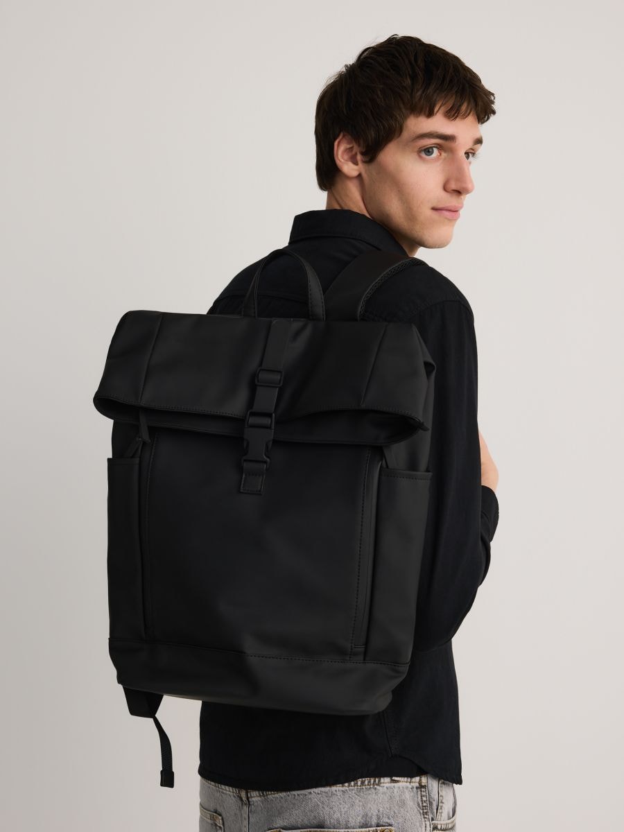 Waterproof roll-top backpack - black - RESERVED