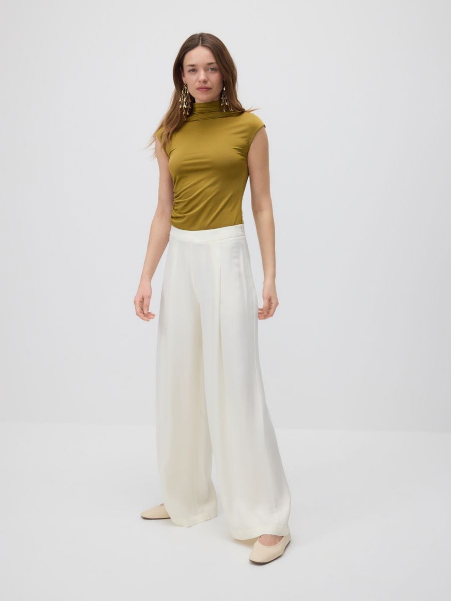 Viscose trousers - cream - RESERVED - 2