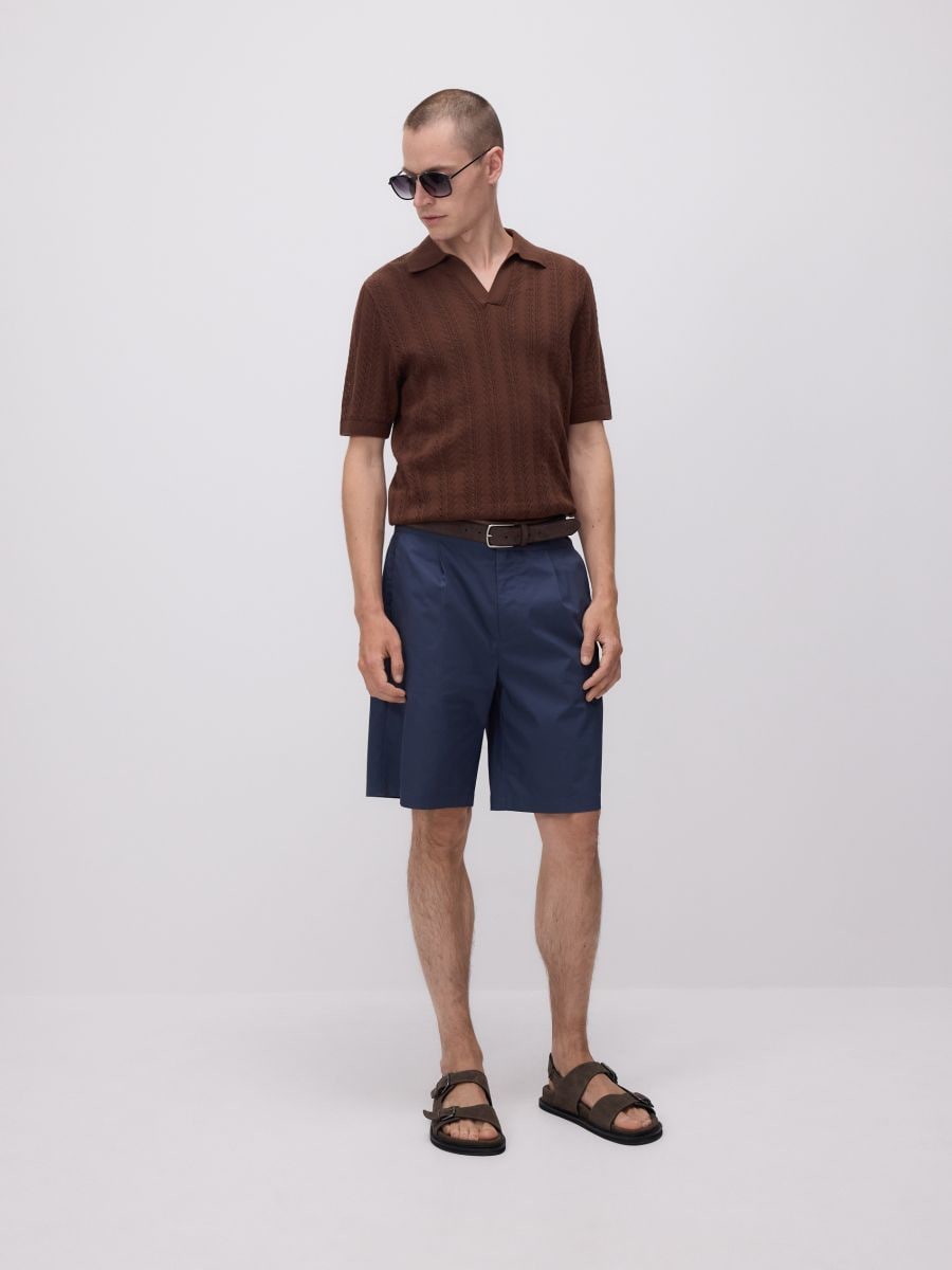Pull style polo en coton majoritaire - Marron - RESERVED - 3