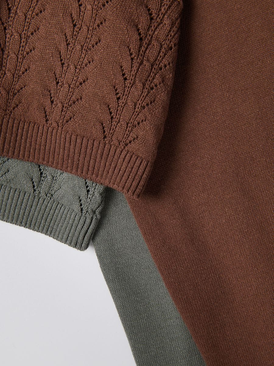 Pull style polo en coton majoritaire - Marron - RESERVED - 2