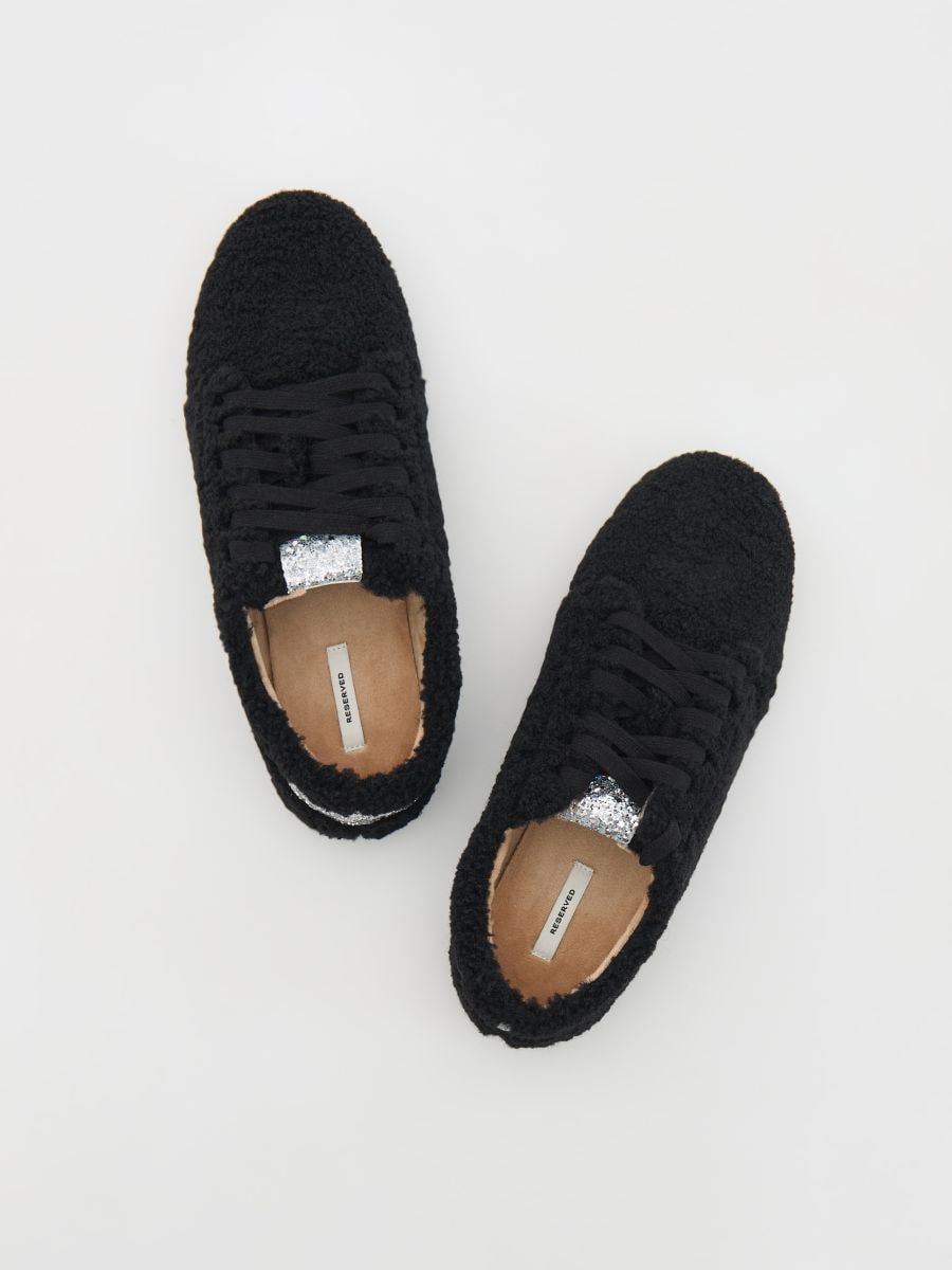 Faux shearling sneakers - black - RESERVED - 3