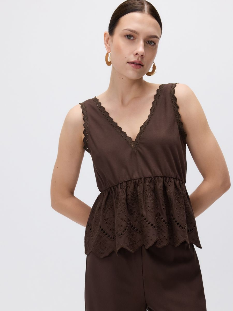 LADIES` BLOUSE - dark brown - RESERVED