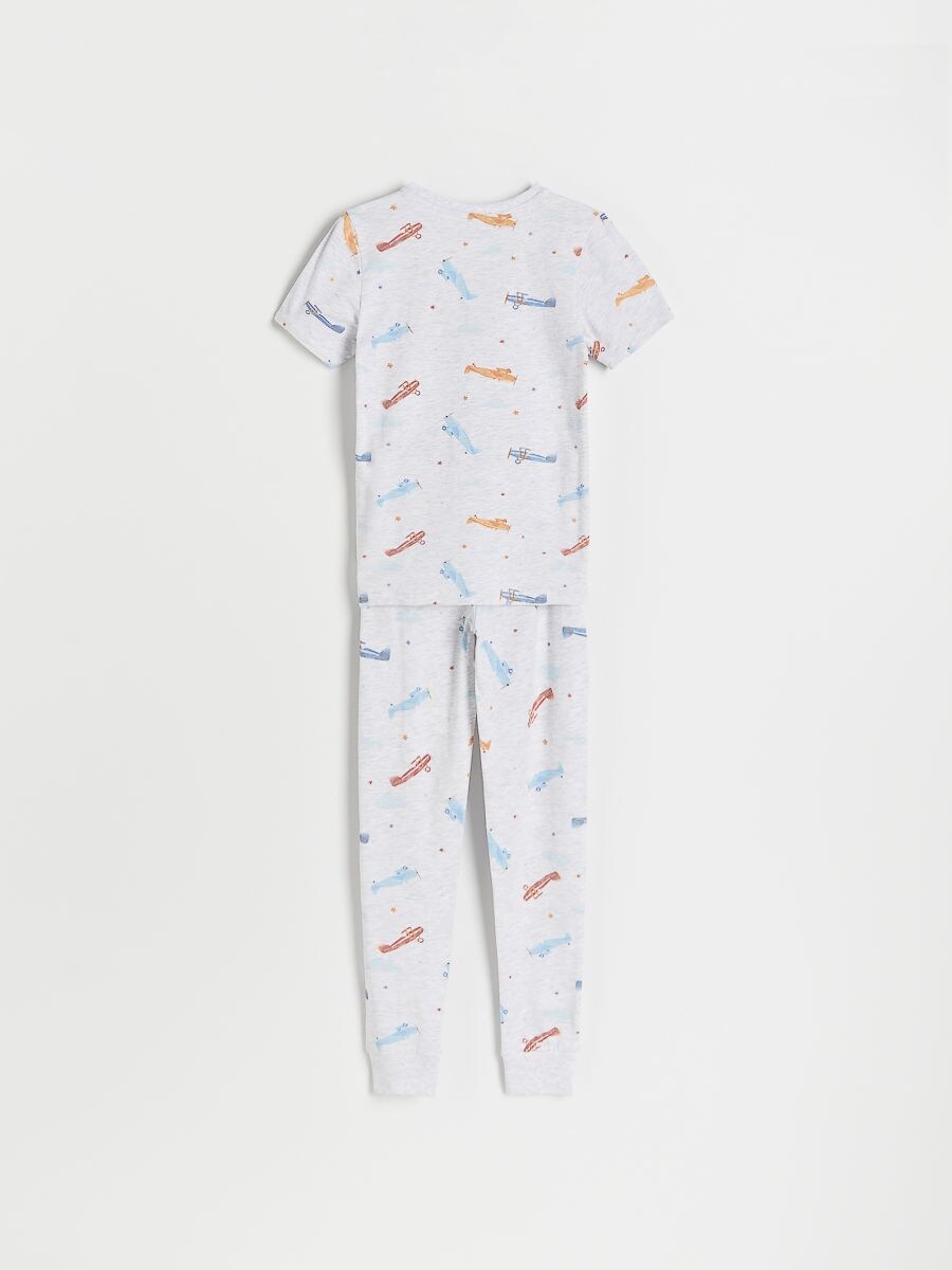 Pyjamassæt i bomuld med print - lysegrå - RESERVED - 2