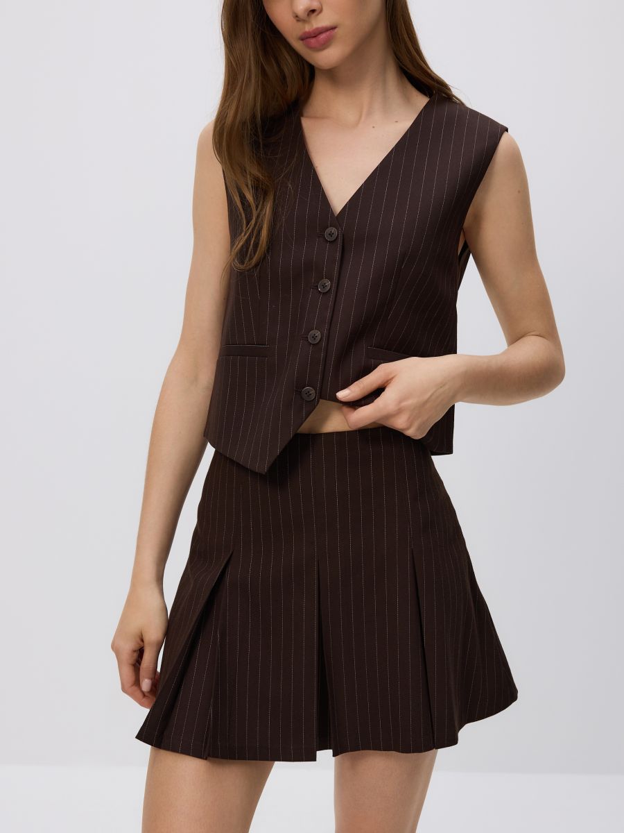 Pleated skort - dark brown - RESERVED