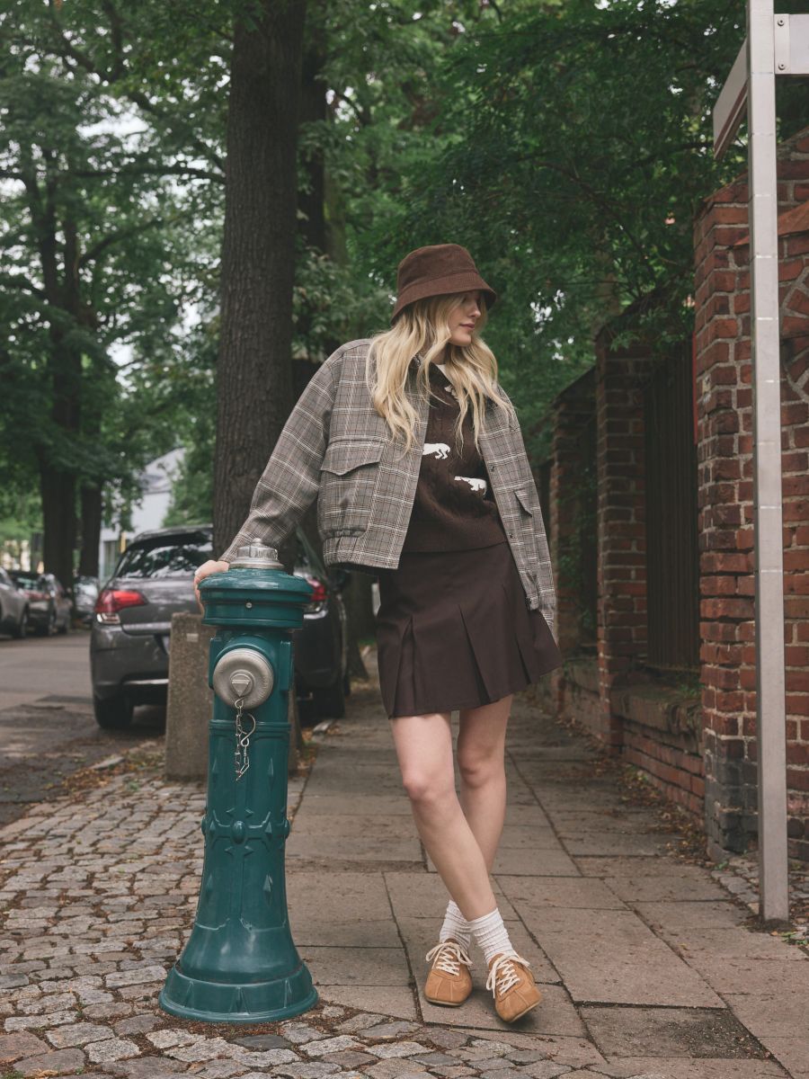 Pleated skort - dark brown - RESERVED