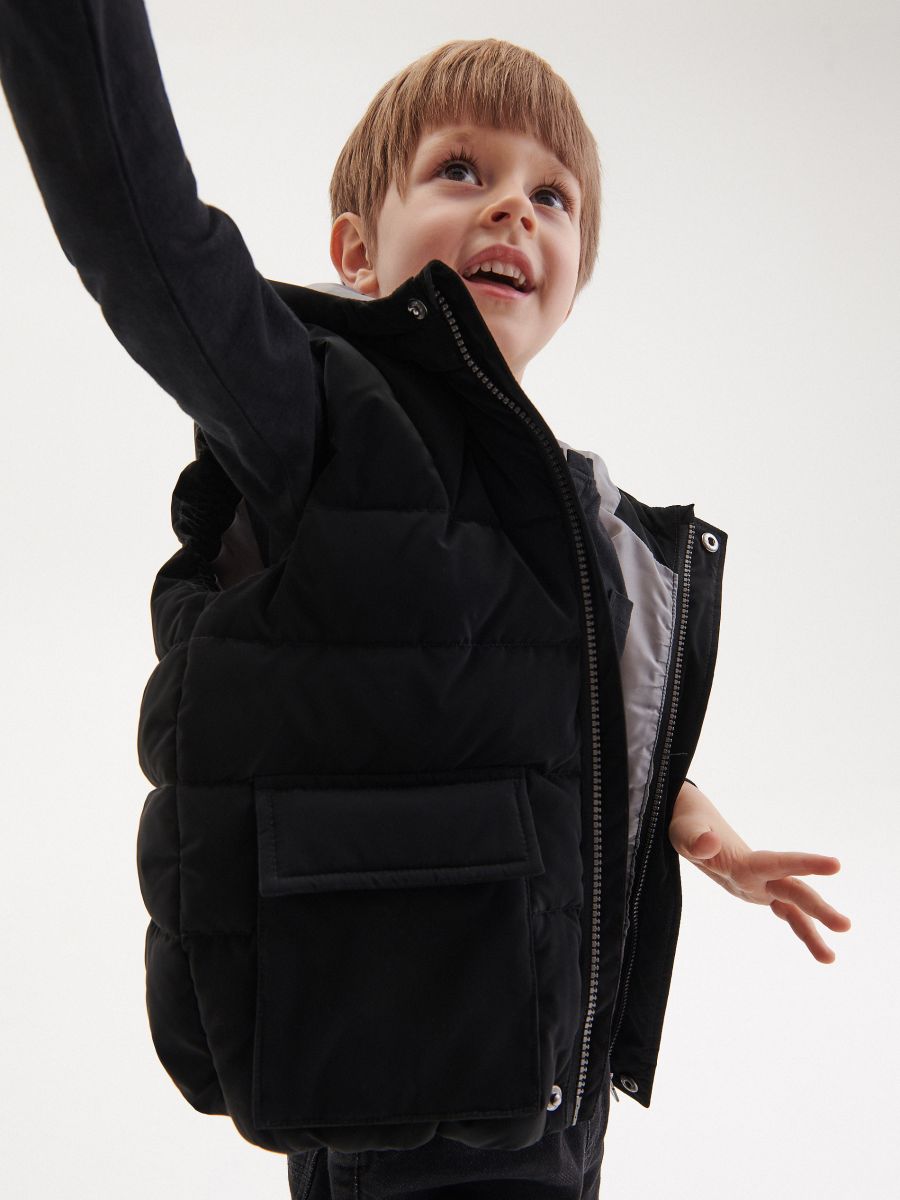 Hooded sleeveless jacket - black - RESERVED - 3