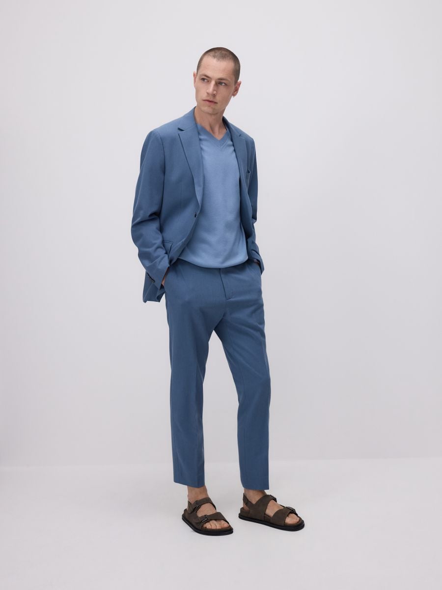 Maglione con scollo a V - azzurro - RESERVED - 2
