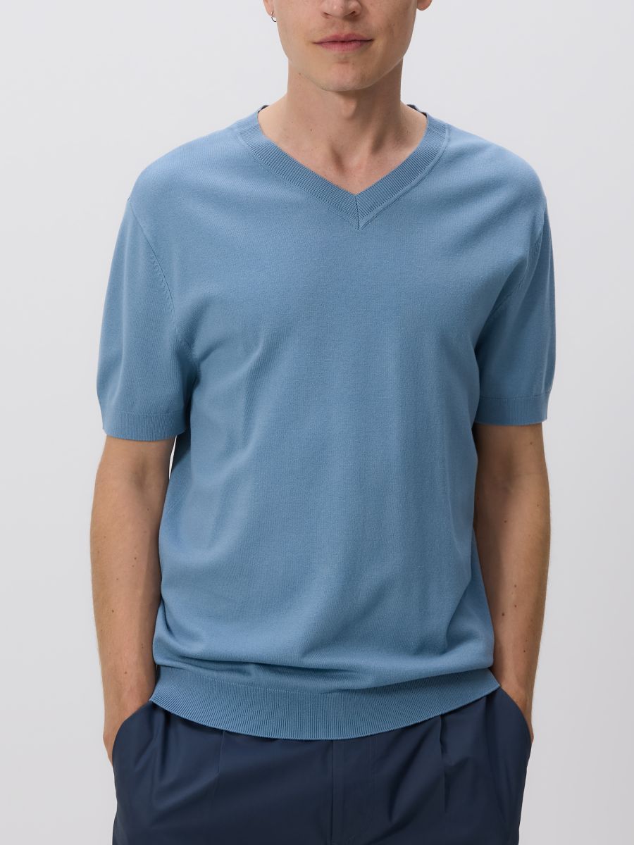 Pullover mit V-Ausschnitt - hellblau - RESERVED - 3