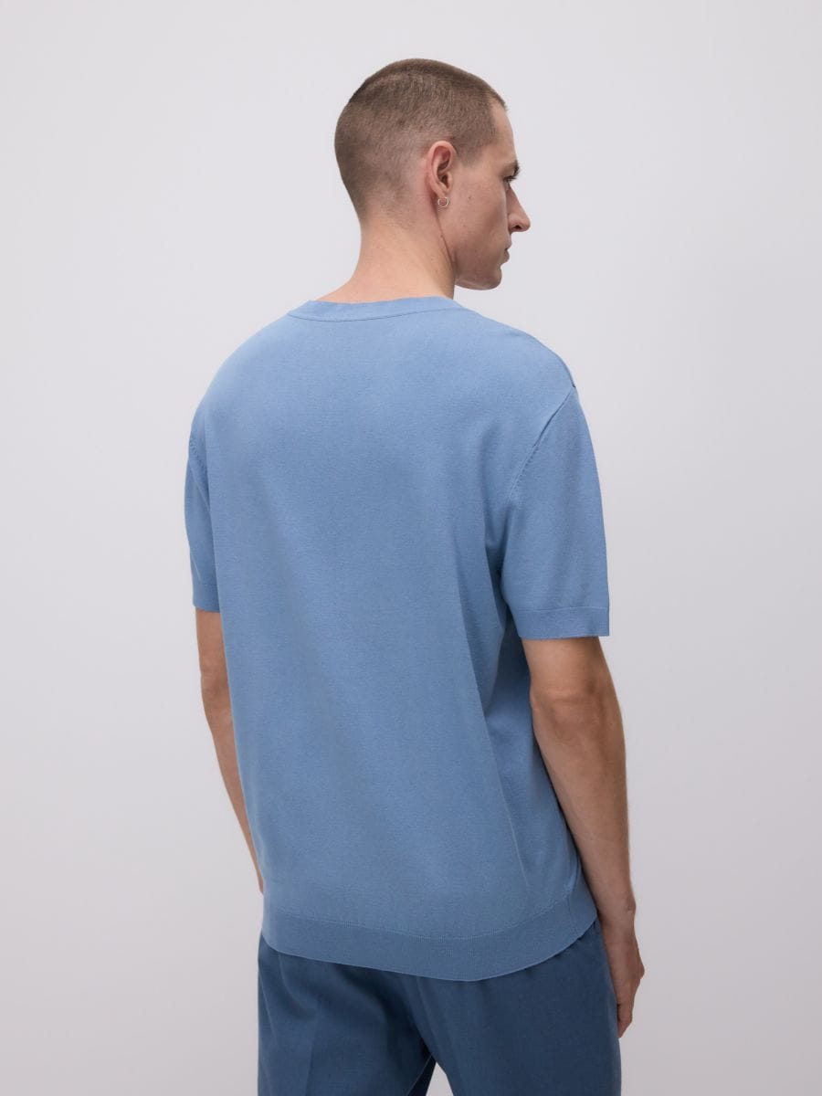 Maglione con scollo a V - azzurro - RESERVED - 5