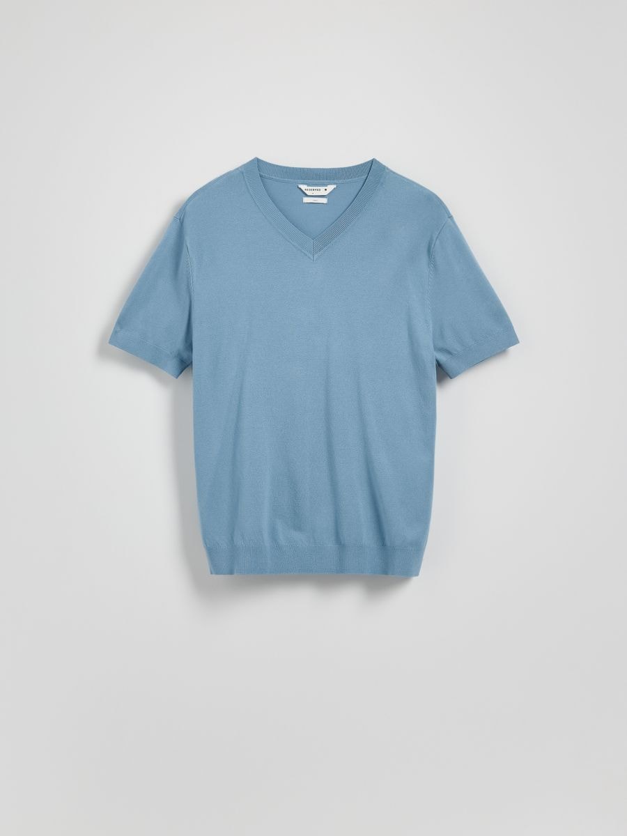 Maglione con scollo a V - azzurro - RESERVED - 6