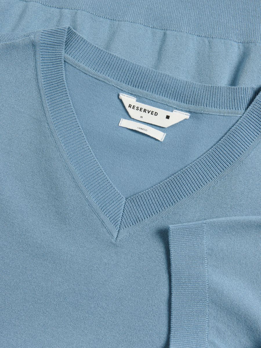 Maglione con scollo a V - azzurro - RESERVED - 7