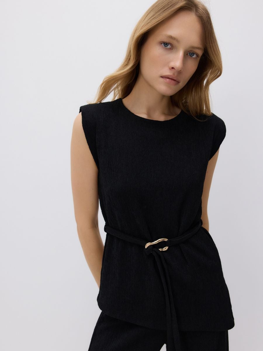 Bluza s ukrasnom kopčom - crno - RESERVED - 3