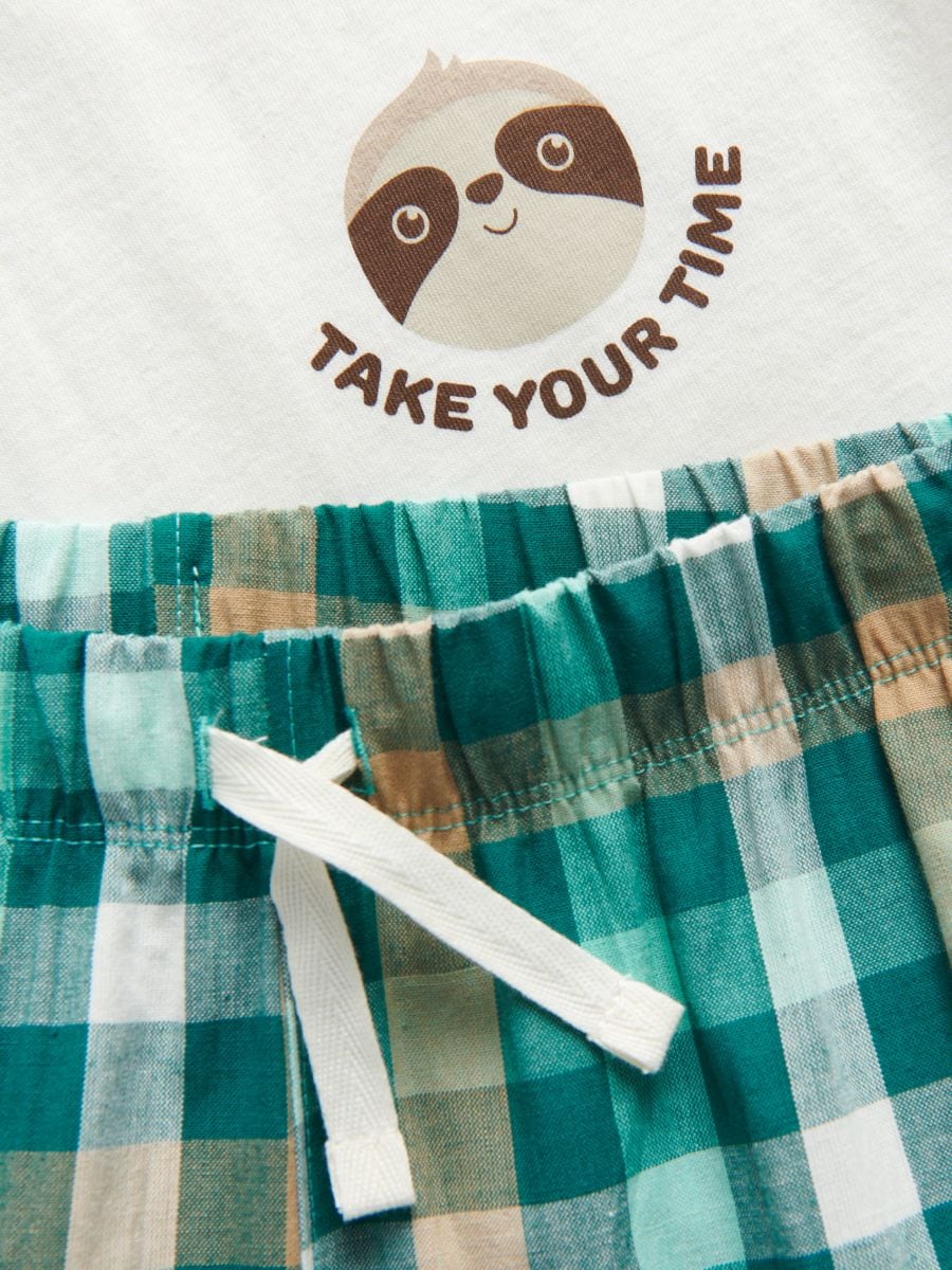 Cotton pyjama set with sloth motif - teal green - RESERVED - 3