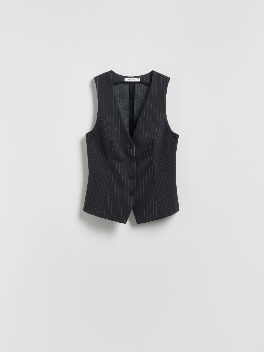 Linen blend tailored vest - dark grey - RESERVED