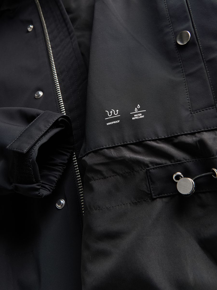 Nepromokavá parka s kapucí - černý - RESERVED - 7