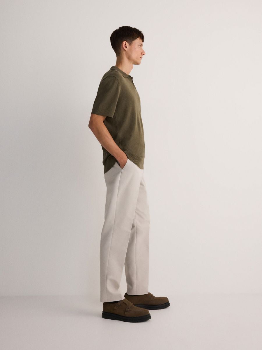 Regular fit chino trousers - beige - RESERVED - 3
