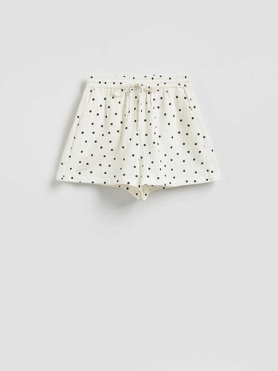 Gemusterte Musselin-Shorts - weiß - RESERVED
