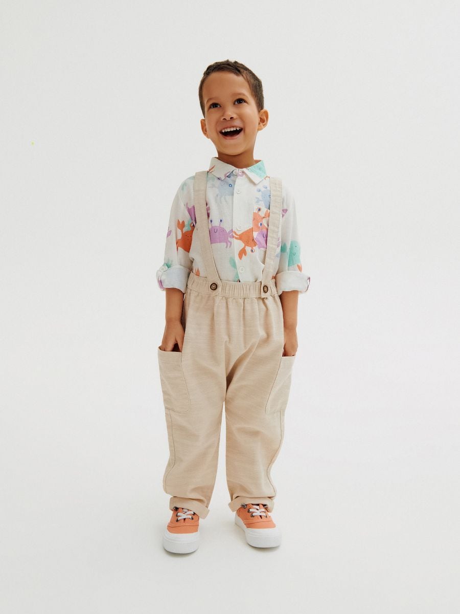 Beige Cotton Baby Trousers With Braces mayoral  CottonKidsie