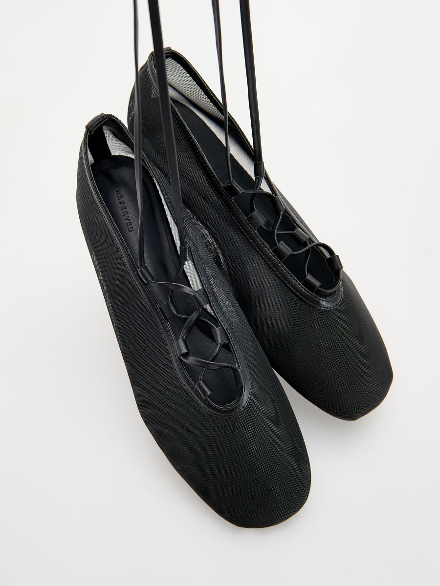 Mesh ballerinas with ties - black - RESERVED - 5