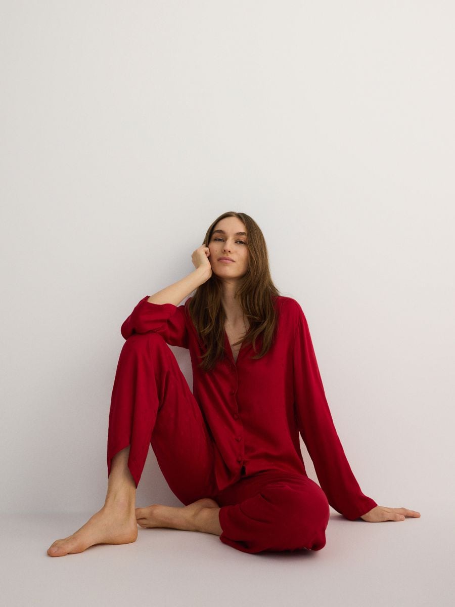 Two piece viscose pyjama set - red - RESERVED - 3