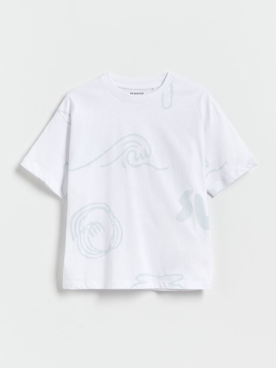 Bawełniany t-shirt - złamana biel - RESERVED