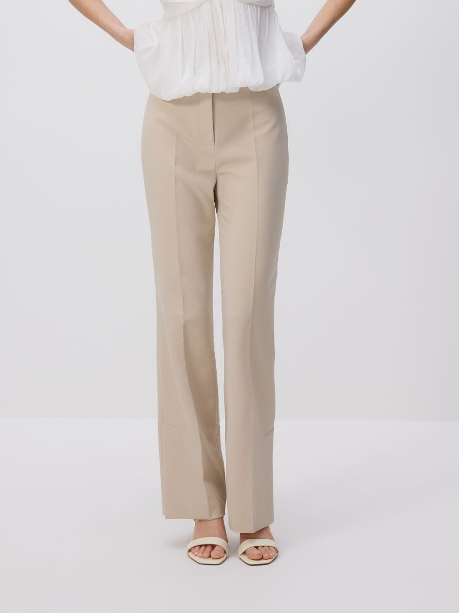 Trousers with pressed crease - cream - RESERVED - 4
