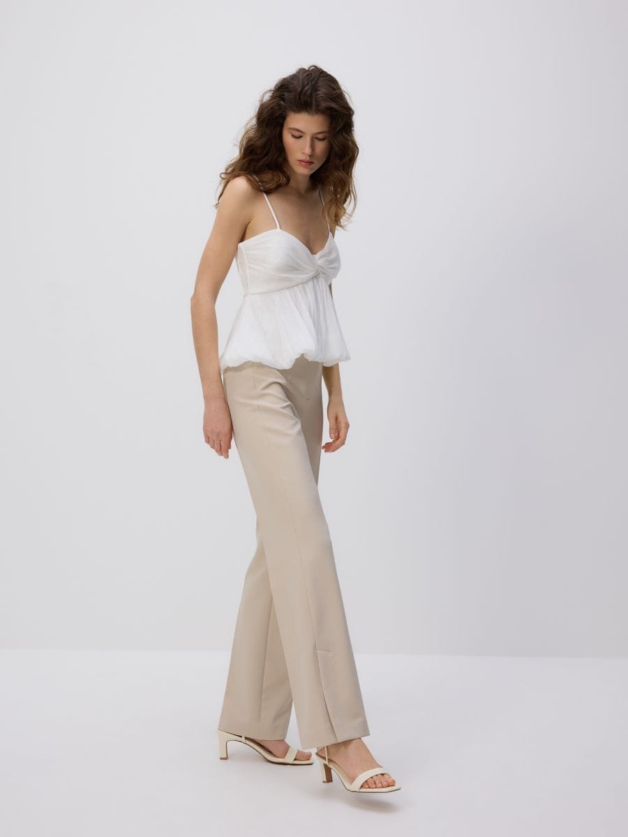 Trousers with pressed crease - cream - RESERVED - 2