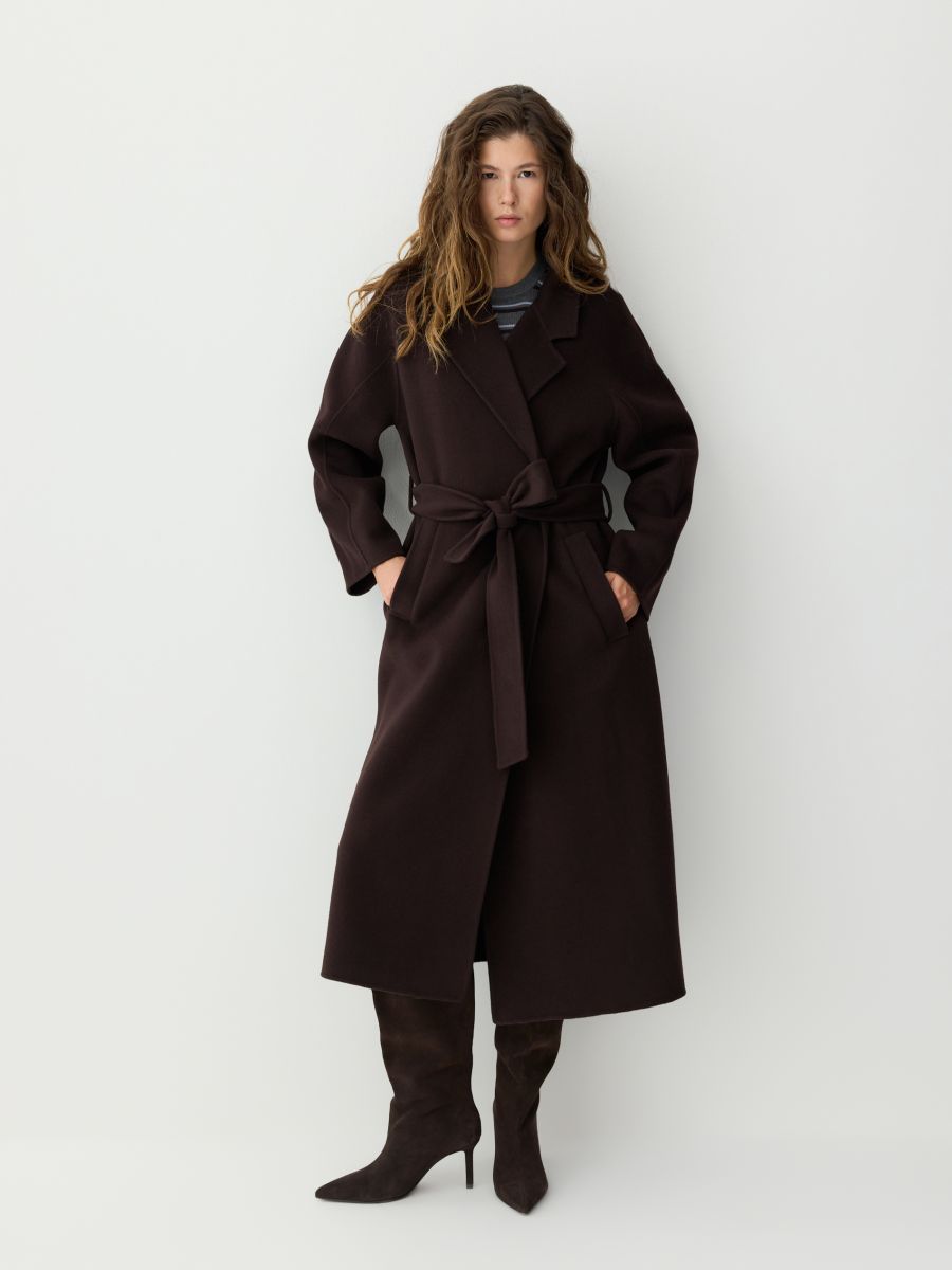 Classic coat with wool blend handmade - dark brown - RESERVED