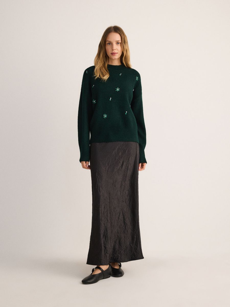 セーター ニット フェザーヤーン総柄ニット ルーズシルエット シャギーニットセーター メンズ 冬服 メンズ