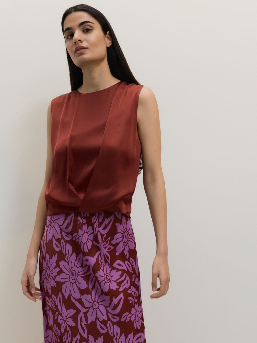 Wrap front blouse - carmine - RESERVED - 3