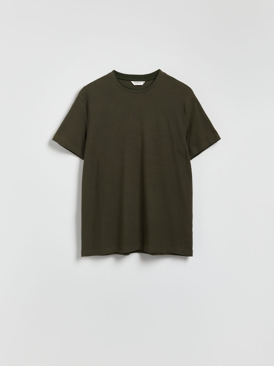 T-shirt i strukturerat tyg och comfort fit - mörkgrön - RESERVED