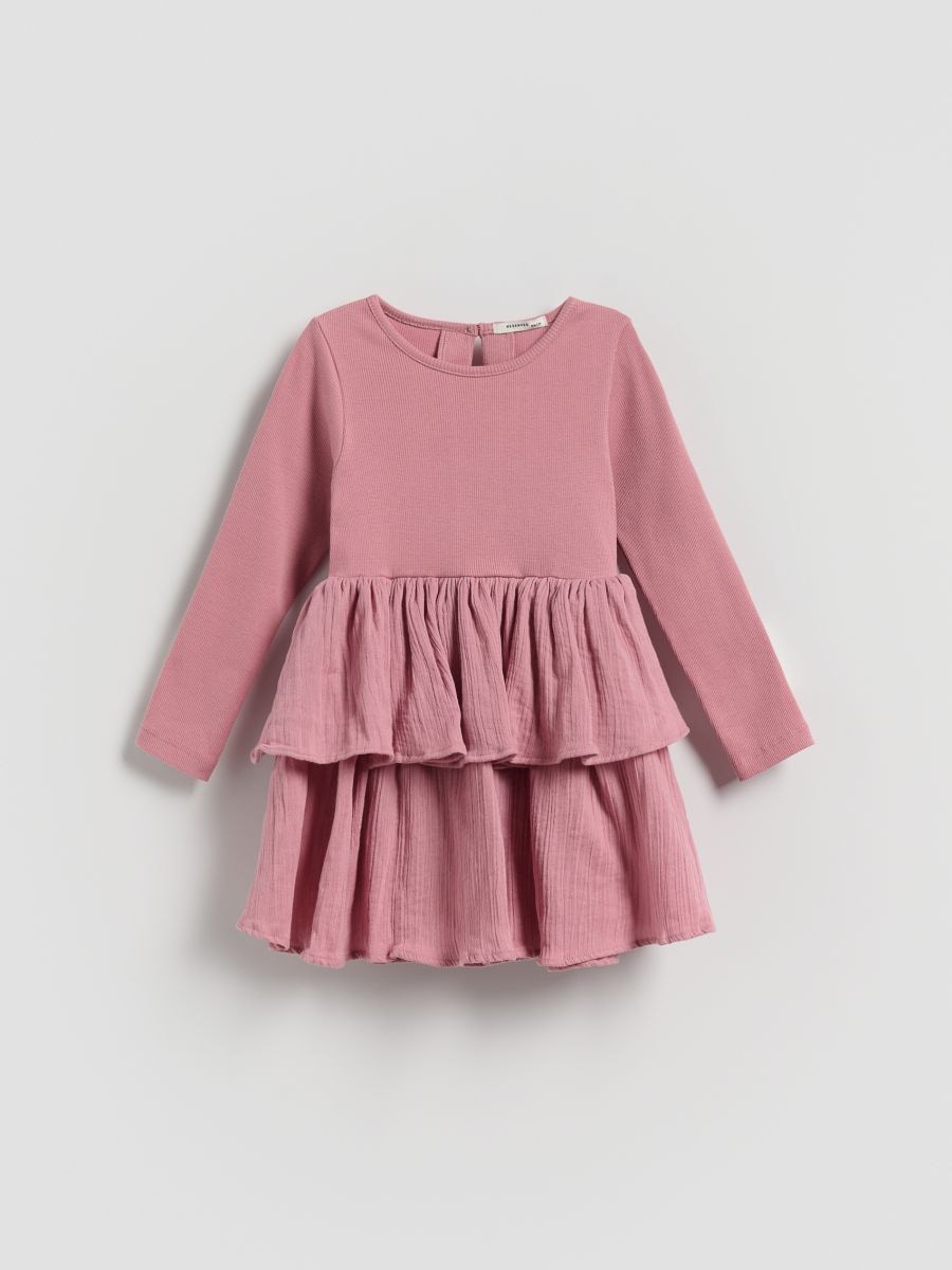 Dress with ruffle details - dusty rose - RESERVED