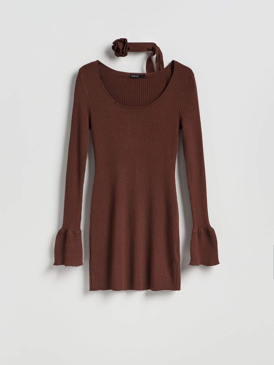 Φόρεμα από βισκόζη - καφέ - RESERVED