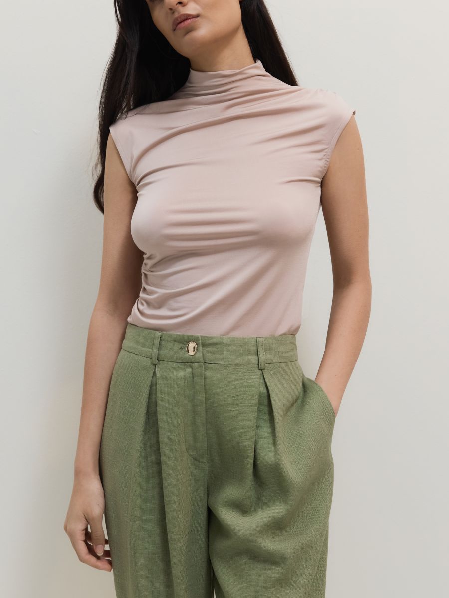 Top with decorative gathering - beige - RESERVED - 6