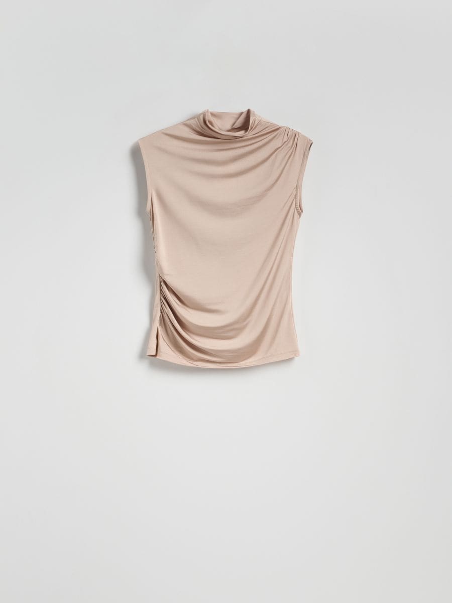 Top with decorative gathering - beige - RESERVED - 2
