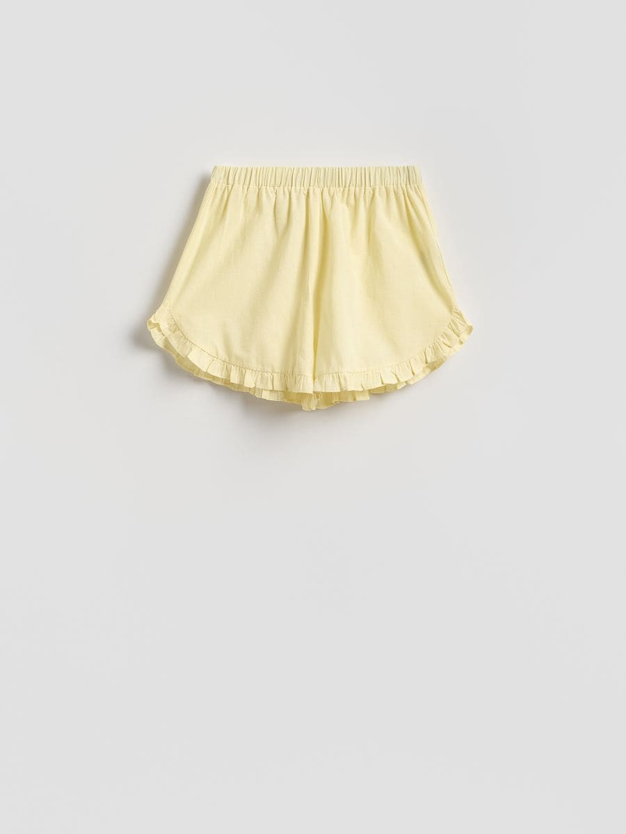 Cotton shorts with ruffles Color light yellow - RESERVED