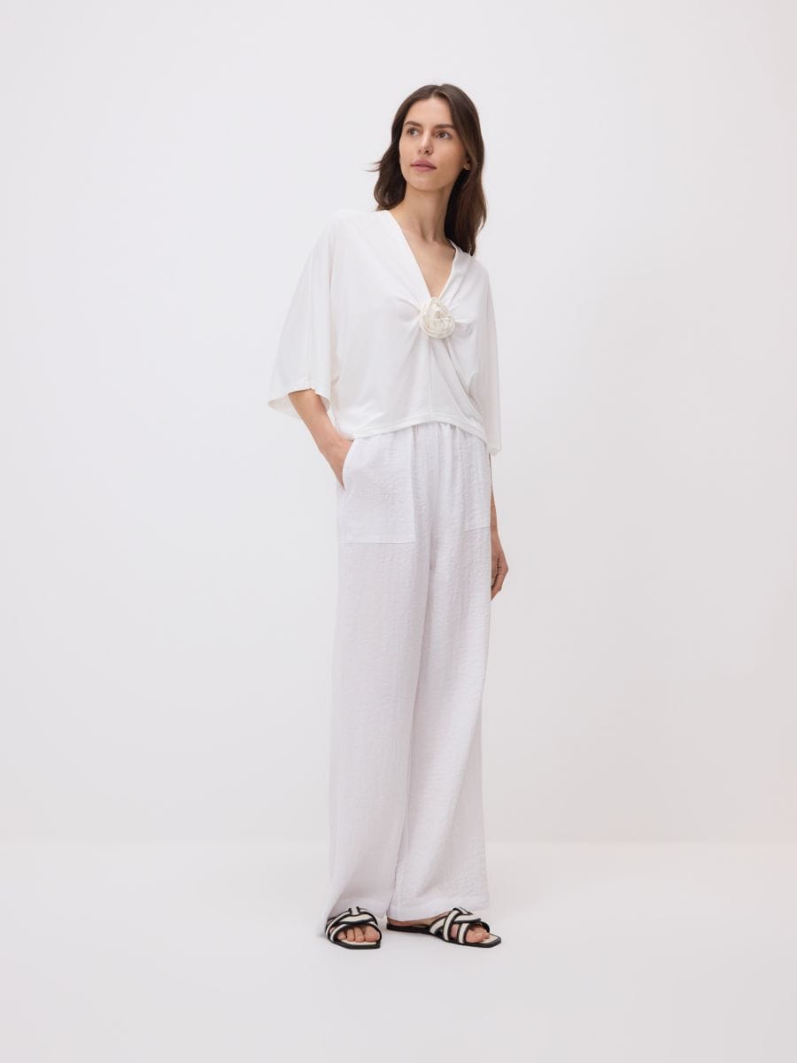 Kimono blouse with modal - cream - RESERVED - 4