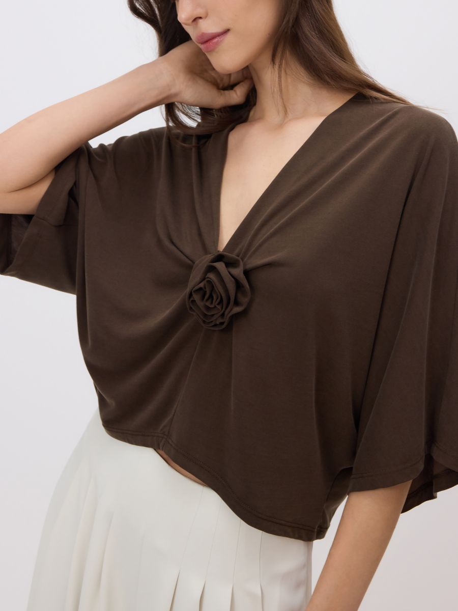 LADIES` BLOUSE - brown - RESERVED - 3